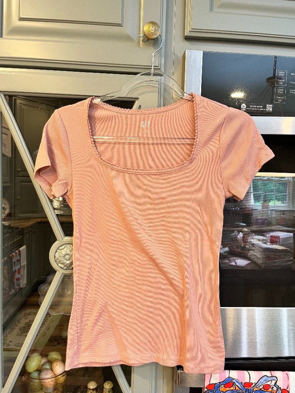 GAP Top Small Ribbed Lace Girlhoodcore Coquette Minimalist Square-cut